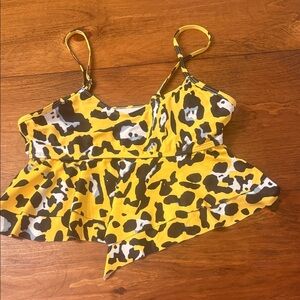 SHEIN Yellow and Black Leopard Print Swim Top just the top
